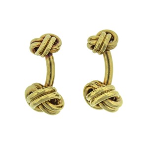 Tiffany & Co. Schlumberger 18K Yellow Gold Woven Knot Cufflinks	