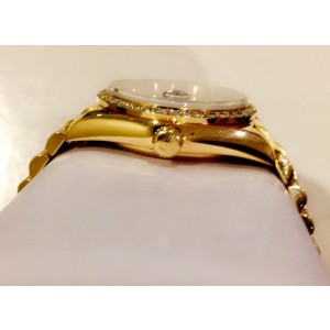 Rolex Men's President Day-Date 18K Yellow Gold Diamond Bezel & Champagne Diamond Dial Watch 