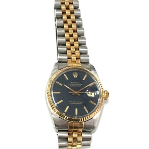 Rolex Datejust Date 2Tone 18K Gold & Stainless Steel Blue Dial Watch