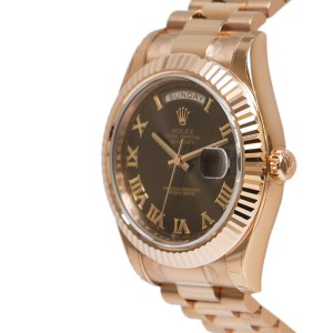 Rolex Day-Date II 218235 BRRP President Rose Gold Fluted Bezel Watch