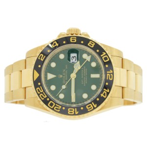 Rolex GMT Master II 116718LN 18K Yellow Gold Green Dial 40mm Watch