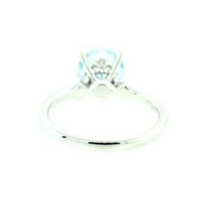 14k White Gold Round Aquamarine Ring  