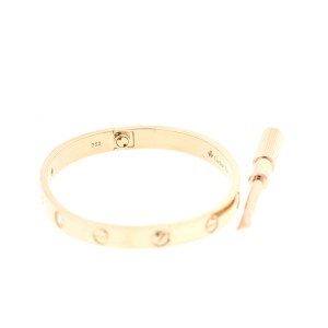 Cartier Love Bracelet Rose Gold Half Diamond Size 17 B6036017 