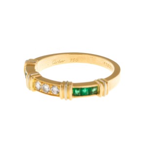 Cartier 18k Yellow Gold Diamond and Emerald Ring