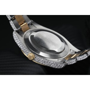 Rolex Datejust II 41 Two Tone Yellow Custom Diamond Watch Original Fluted Bezel Original Wimbledon Dial