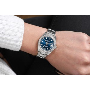 Rolex Lady-Datejust  Stainless Steel Blue Index Dial with Diamond Bezel Oyster