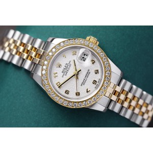Rolex Datejust 26mm Two Tone SS/YG  Ladies Watch with Factory Ivory Dial 