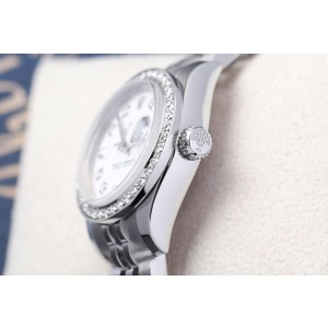 Rolex Lady-Datejust 26mm 179174 Steel Watch Factory White Diamond Dial Diamond Bezel Ladies Watch