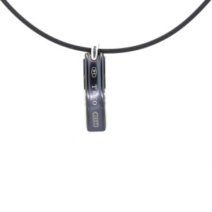 Tiffany & Co.Bar Pendant with Rubber Cord Necklace