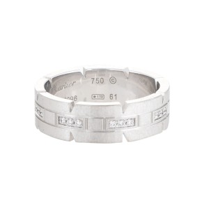 Cartier Tank Ring 18k White Gold with Diamonds Size 9.5 