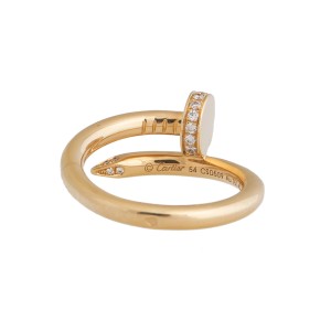 Cartier Juste Un Cloue 18K Yellow Gold 0.13 Ct Diamond Ring Size 6.75 