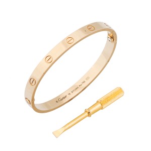 Cartier Love 18K Yellow Gold Bracelet Size 18