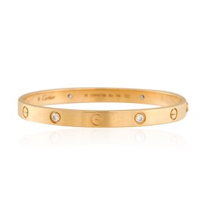 Cartier Pre-Owned Cartier Love Diamond Bracelet in 18K Yellow Gold 0.21 CTW  133153 - Jomashop
