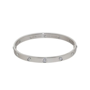 Cartier 10 Diamonds White Gold Love Bracelet Size 18