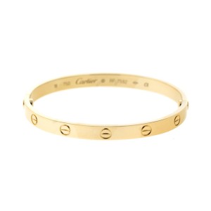 Cartier 18k Yellow Gold Love Bracelet Size 18