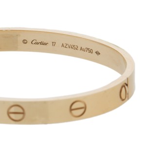 Cartier Love 18K Yellow Gold Bracelet Size 17  