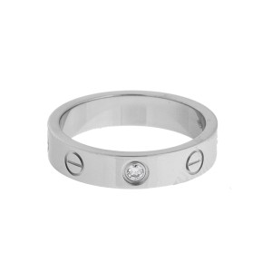 Cartier Love 18K White Gold Diamond Ring Size 5.25