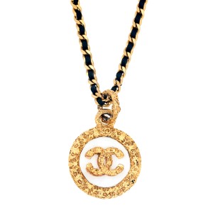 Chanel Gold Tone Metal Pendant Necklace