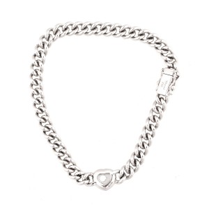 Chopard 18K White Gold Happy Diamond 0.25ct. Heart Link Bracelet