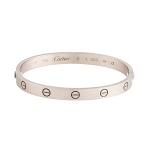 Cartier Love 18k White Gold Bracelet Size 17