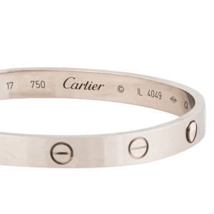 Cartier Love 18k White Gold Bracelet Size 17