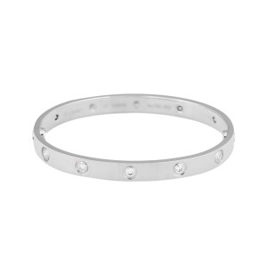 Cartier Love Bracelet White Gold with 10 Diamonds Size 18 B6040717 