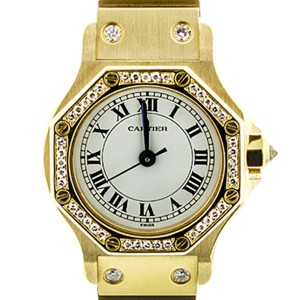 Cartier 18k Yellow Gold Santos Octagon Watch
