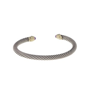 David Yurman Cable 14k Yellow Gold and Sterling Silver Amethyst Bracelet