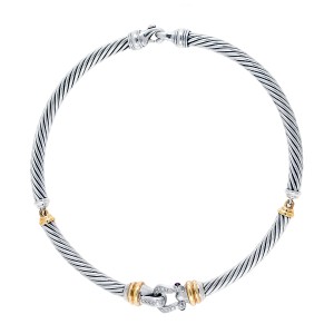 David Yurman Cable Choker Buckle Necklace with Diamonds 