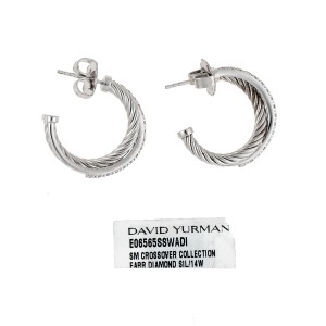David Yurman Sterling Silver 0.44ctw. Small Hoop Earrings 