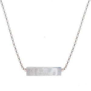 Gucci Sterling Silver ID Bar Necklace 