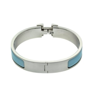Hermes Powder Blue Enemal H Clic Clac Bracelet