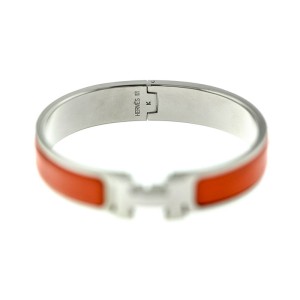 Hermes H Orange Enamel Clic Clac Bracelet
