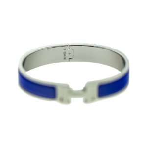 Hermes H Blue Enamel Clic Clac Bracelet