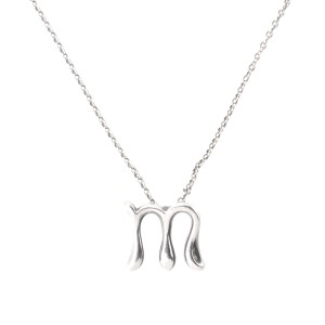 Tiffany & Co. Elsa Peretti Sterling Silver 'M' Pendant Necklace