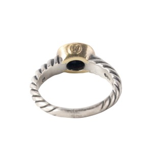 David Yurman Onyx 18k Yellow Gold and Sterling Silver Noblesse Cable Ring 