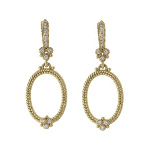Judith Ripka 18k Yellow Gold 0.35 Ct Diamond Rope Hoop Earrings