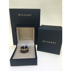 Bulgari B. Zero 1 18K Rose Gold & Black Ceramic 4 Band AN855563 Ring Size: 5.75