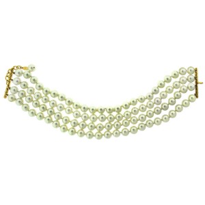 Chanel Simulated Glass Pearl Choker Necklace