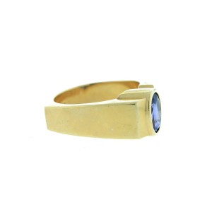 14K Yellow Gold Amethyst Black Onyx & Opal Men's Ring