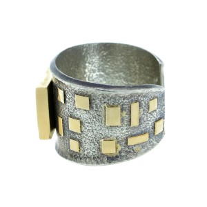 Vintage 14K Yellow Gold & Sterling Silver Cuff