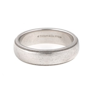 Tiffany & Co. 0.950 Platinum Millgrain Wedding Band Ring Size 9.5