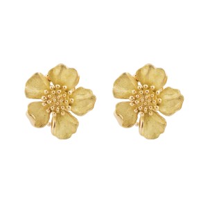 Tiffany & Co. 18k Yellow Gold Dogwood Flower Earrings