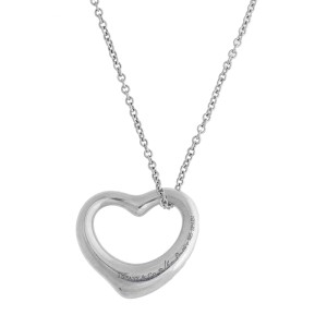 Tiffany & Co. Open Heart Diamond Sterling Silver Necklace