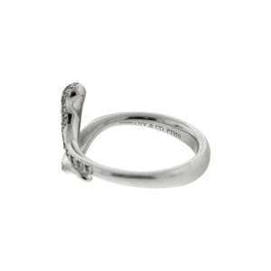 Tiffany & Co. Platinum Elsa Peretti Elongated Teardrop Pave Diamond Ring