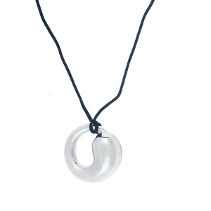 Tiffany & Co. Elsa Peretti Sterling Silver Eternal Circle Black Cord Necklace