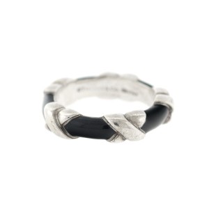 Tiffany & Co. Sterling Silver Black Enamel X Ring