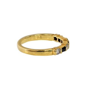 Tiffany & Co. 18K Yellow Gold 0.25ct Diamond & 0.10ct Sapphire Band Ring Sz 5