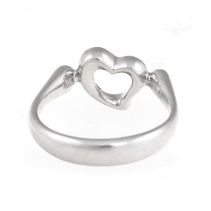 Tiffany & Co. Elsa Peretti Platinum Open Heart 0.10ct. Diamond Ring Size 5.5
