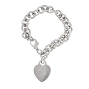 Tiffany & Co. Sterling Silver Heart Charm Link Bracelet